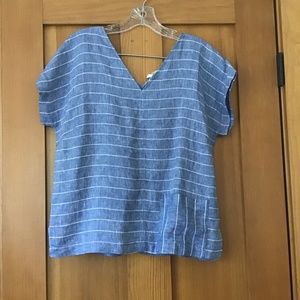 Garnet Hill size S denim blue with white stripes